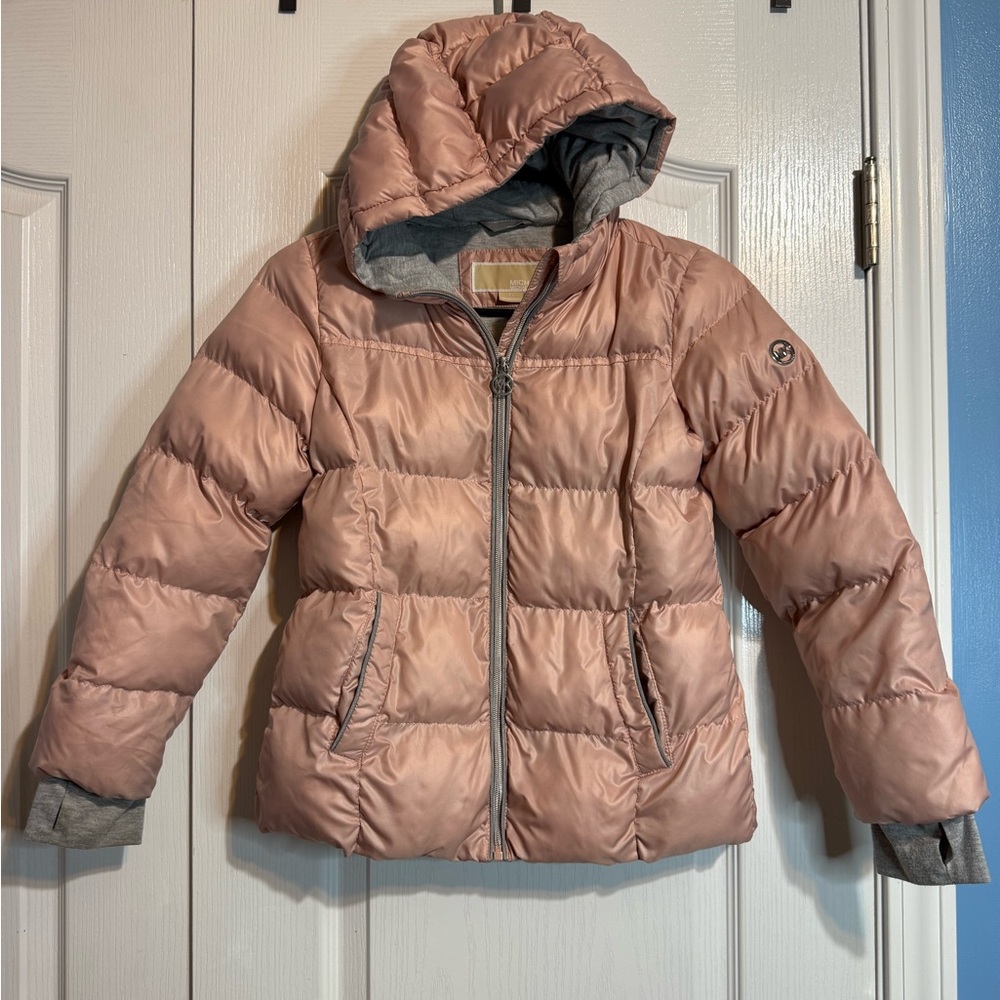 Michael Kors Girls Pink Hooded Puffer Jacket — Size 7/8 💗🧥